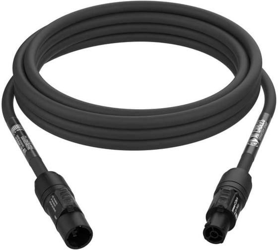 Силовой однофазный удлинитель AT CABLES с разъемами powerCON TRUE, 16 Ампер, гибкий кабель в резиновой изоляции H07RN-F 3x2.5, Длина 15 метров. AT Cables PEC-02-D-03-0008-15