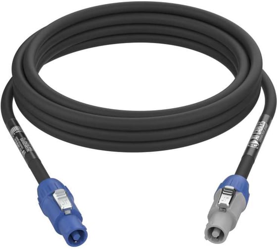 Силовой однофазный удлинитель AT CABLES с разъемами типа powerCON, 16 Ампер, гибкий кабель в резиновой изоляции H07RN-F 3x2.5, Длина 1 метр. AT Cables PEC-02-C-03-0022-01