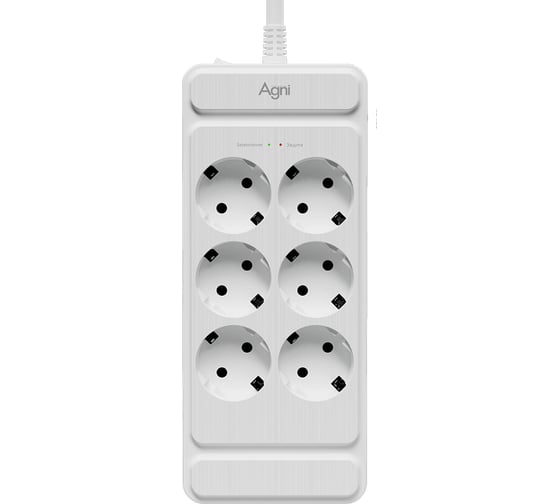 Сетевой фильтр AGNI плоский 6 розеток, 5 метров, белый TP-FS6E TP-FS6E-5m-white