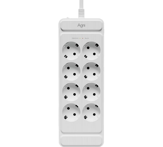Сетевой фильтр AGNI плоский 8 розеток, 2 метра, белый TP-FS8E TP-FS8E-2m-white