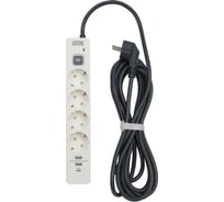 Сетевой фильтр Powercom SP-01 USB2A1CW 3,0М 3.0м (4 розетки) белый/серый (коробка) 2066038