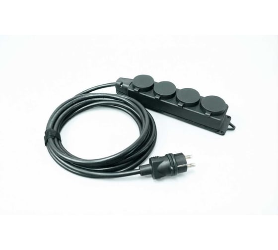 Силовой удлинитель-шнур Voltface 4 гнезда, с/з КГ 3х2.5 5м IP44 VOLT-100-02-08
