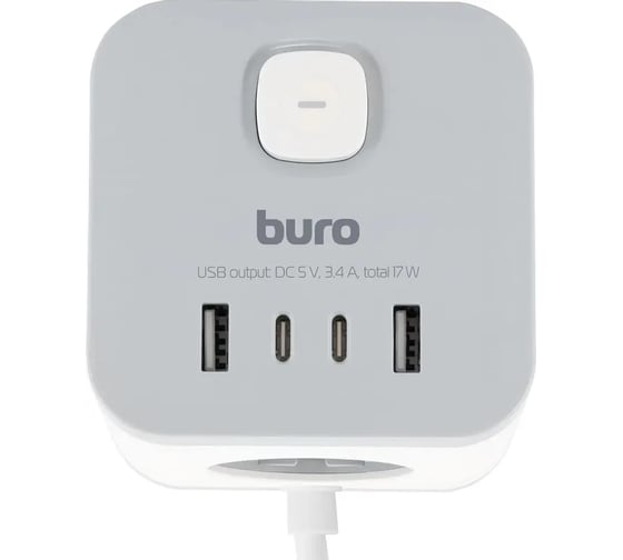 Сетевой удлинитель BURO BU-PC3.1UС-W 1.5м (3 розетки) белый (коробка) 2090219