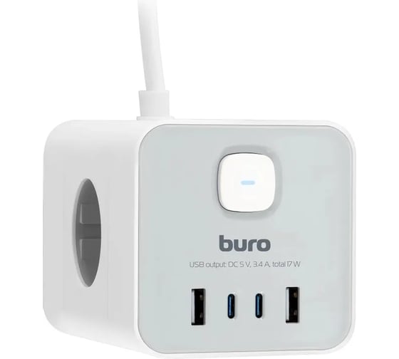 Сетевой удлинитель BURO BU-PTE4.1UC-W 1.5м (4 розетки) белый (коробка) 2090199
