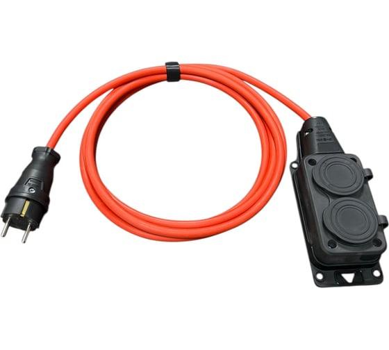 Удлинитель силовой оранжевый iTOK КГтт 3х1,5 мм 2 розетки 15 метров IP54 цвет вилки и розетки черный тип SU серии iCONNECT COLOR с заземлением ГОСТ i-CONNECT-COLOR-SU-KG-315-2-54-15-BLACK-OR