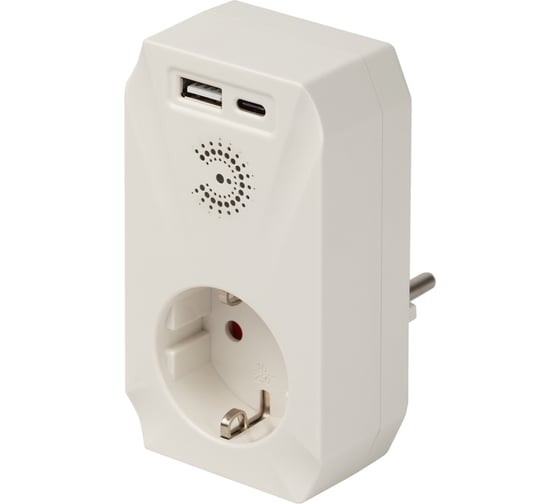 ЭРА Сетевой фильтр SF-1e-USB-W с максимальной защитой с заземлением 1 розетка 16 А 2USB A+C 2.4A белый Б0071273