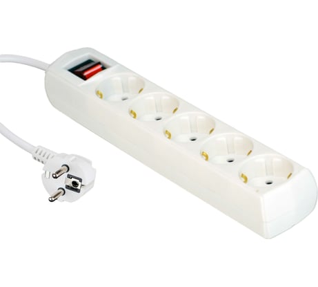 Бытовой удлинитель с выключателем truEnergy 5 розеток кабель ПВС 3x1 мм2 3м 15108