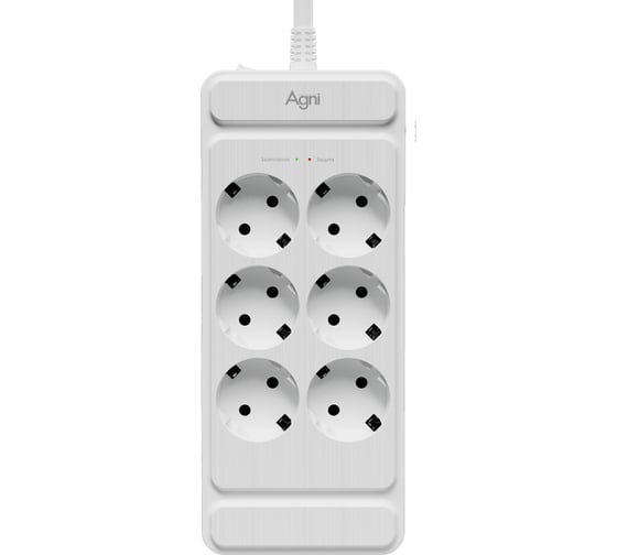 Cетевой фильтр AGNI плоский 6 розеток, 2 метра, белый TP-FS6E TP-FS6E-2m-white