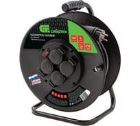 Силовой удлинитель на стальной катушке СИБРТЕХ КГ 3х1,5 мм, 20м, 4 розетки, 16А, тип УХз-16 95875