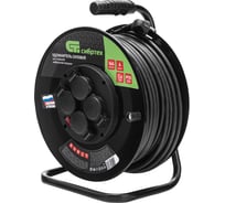 Силовой удлинитель на стальной катушке СИБРТЕХ ПВС 3х2,5 мм, 50м, 4 розетки, 16А, тип УХз16 95874