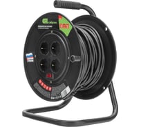 Силовой удлинитель на кабельной катушке СИБРТЕХ ПВС, 25м, 4 розетки, 16А, тип УХз16, 96045