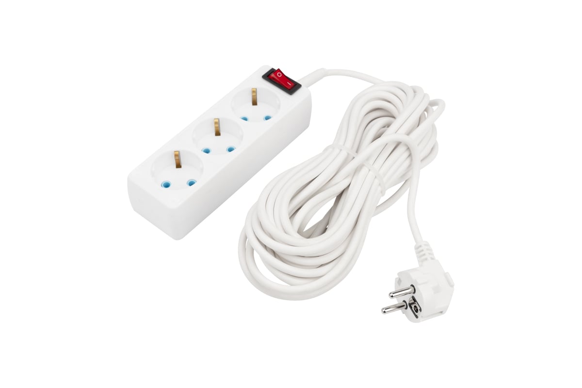 Удлинитель PROCONNECT 3 гнезда с кнопкой 10 м 3x0,75 мм2 с заземлением ...