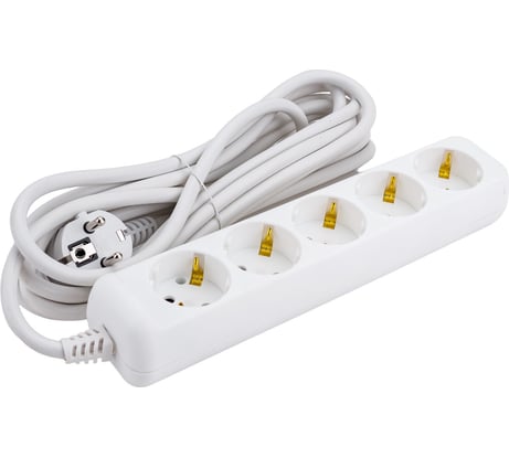 Электрический удлинитель ЭРА U5e5m3x1,5 с заземлением 5 розеток 5м ПВС 3x1,5мм2 16А Б0044039