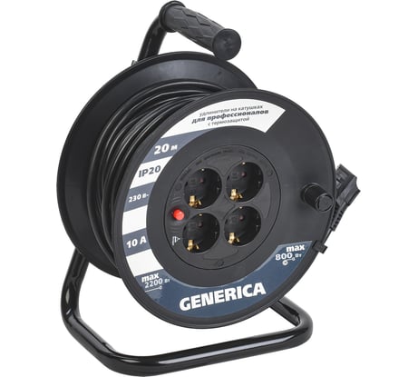 Катушка GENERICA УК20 с т/з 4 места 2P+PE/20м 3x1,0мм2 WKP10-10-04-20-G