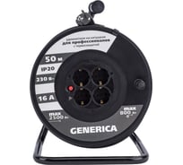 Катушка GENERICA УК50 с т/з 4 места 2P+PE/50м 3x1,5мм2 WKP20-16-04-50-G