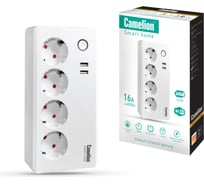 Сетевой фильтр Camelion Smart Home SPS/SH/4x1,5/USB/WIFI 4 гнезда 1,5м, 16A 3680В, 2USB 14502