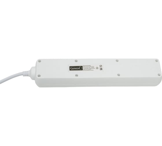 Бытовой удлинитель General Lighting Systems 5 розеток, с заземлением и выключателем, 7 метров, 16А, 3500Вт, Белый GES-16-3x100-5-7m-S 470048