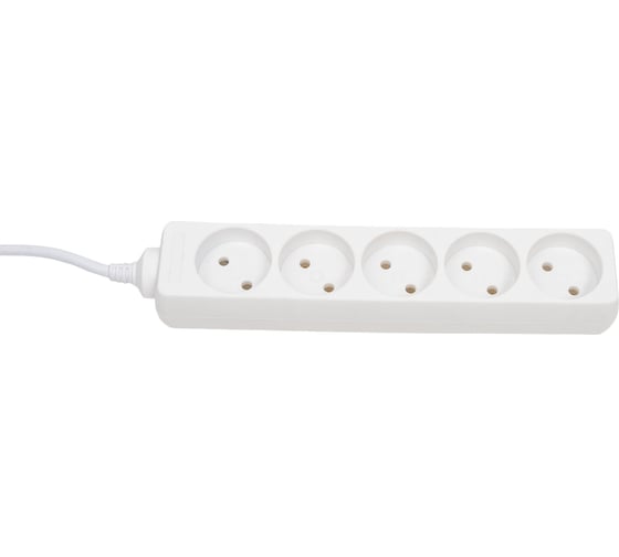 Бытовой удлинитель General Lighting Systems 5 розеток, без заземления, без выключателя, 3 метра, 10А, 2200Вт, Белый GES-10-2x075-5-3m 470032