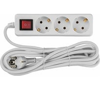 Бытовой удлинитель General Lighting Systems 3 розетки, с заземлением и выключателем, 7 метров, 16А, 3500Вт, Белый GES-16-3x100-3-7m 470040
