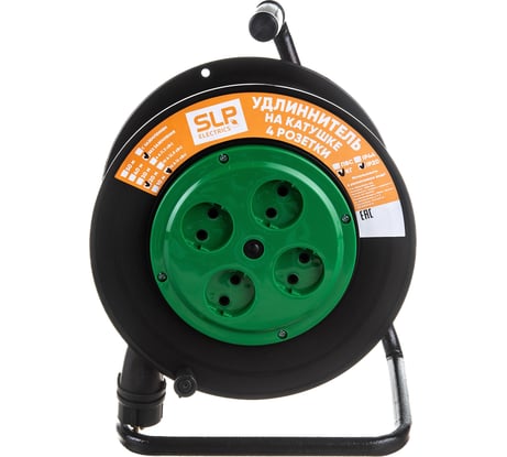 Силовой морозостойкий удлинитель на катушке SVET 20м/4розетки без заземления (КГ 2x2,5), 16А УХ-16-4-20-К КГ 2x2,5 3111-20021
