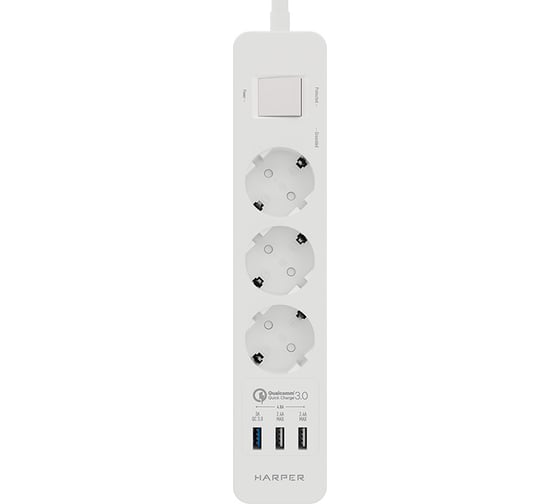 Сетевой фильтр Harper удлинитель UCH-410 White QC3.0 H00003197