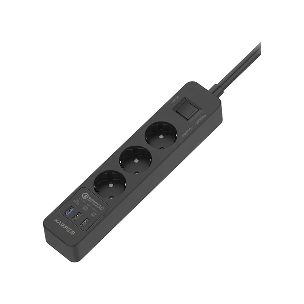 Сетевой фильтр Harper удлинитель UCH-410 Black QC3.0 H00003198 ...