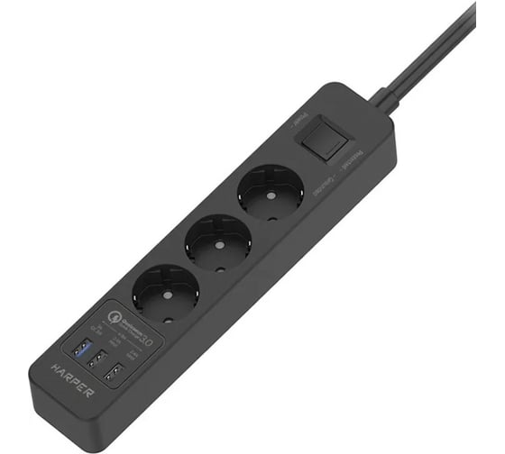 Сетевой фильтр Harper удлинитель UCH-410 Black QC3.0 H00003198 1