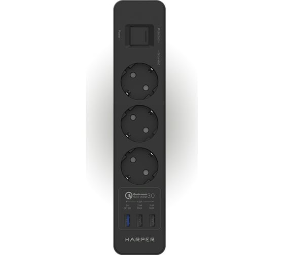 Сетевой фильтр Harper удлинитель UCH-410 Black QC3.0 H00003198