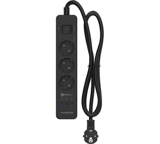 Сетевой фильтр Harper удлинитель UCH-410 Black QC3.0 H00003198