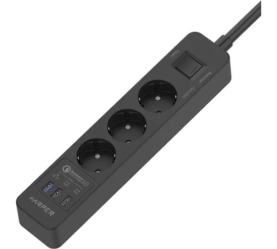 Сетевой фильтр Harper удлинитель UCH-420 Black QC3.0 H00003200