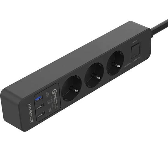 Сетевой фильтр Harper удлинитель UCH-420 Black QC3.0 H00003200