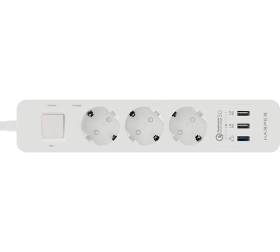 Сетевой фильтр Harper удлинитель UCH-420 White QC3.0 H00003199