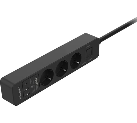 Сетевой фильтр Harper удлинитель UCH-430 Black PD3.0 H00003202