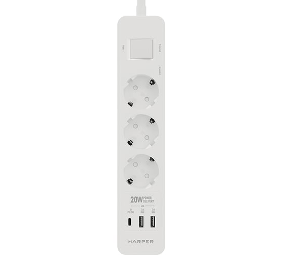 Сетевой фильтр Harper удлинитель UCH-440 White PD3.0 H00003204