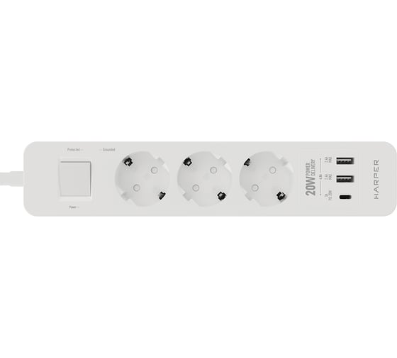 Сетевой фильтр Harper удлинитель UCH-440 White PD3.0 H00003204