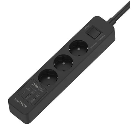 Сетевой фильтр Harper удлинитель UCH-440 Black PD3.0 H00003203