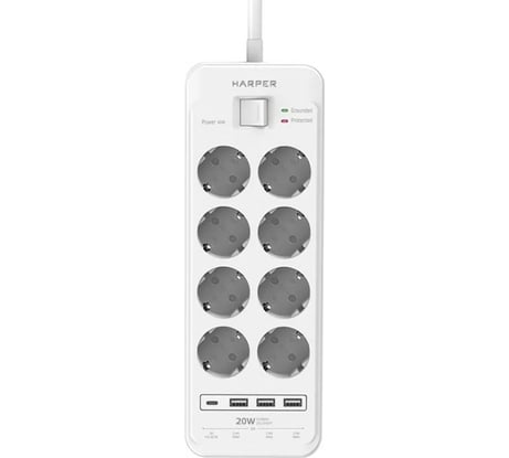Сетевой фильтр Harper удлинитель UCH-650 White PD3.0 H00003209
