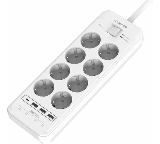 Сетевой фильтр Harper удлинитель UCH-650 White PD3.0 H00003209