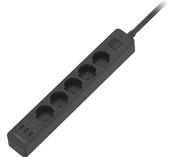 Сетевой фильтр Harper удлинитель UCH-510 Black H00003208