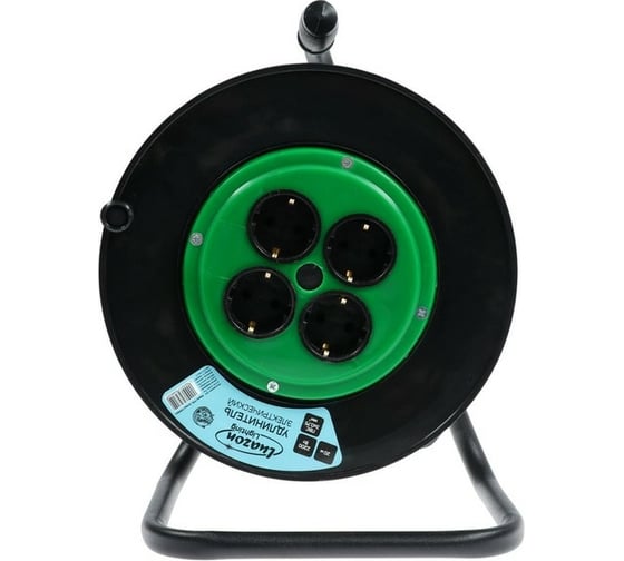 Удлинитель на катушке LUAZON Lighting, 4 розетки, 20 м, 10 А, ПВС 3x0.75 мм2, с з/к, IP20 5384804