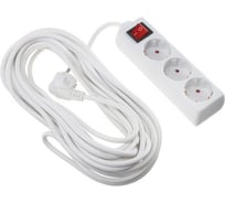 Удлинитель LUAZON Lighting, 3 розетки, 10 м, 6 А, 1300 Вт, 3x0.75 мм2, с з/к, с выкл., Б 5187790