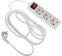 Удлинитель LUAZON Lighting, 3 розетки, 3 м, 10 А, 2200 Вт, 3x1.5 мм2, с з/к, с выкл., Б 7059870