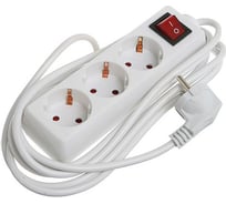 Удлинитель LUAZON Lighting, 3 розетки, 3 м, 6 А, 1300 Вт, 3x0.75 мм2, с з/к, с выкл., Б 2791281