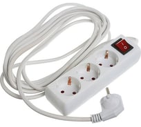 Удлинитель LUAZON Lighting, 3 розетки, 5 м, 10 А, 2200 Вт, 3x1.5 мм2, с з/к, с выкл., Б 2791294