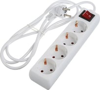 Удлинитель LUAZON Lighting, 4 розетки, 1,8 м, 10 А, 2200 Вт, 3x1.5 мм2, с з/к, с выкл., 2791296