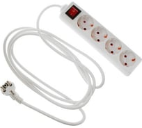 Удлинитель LUAZON Lighting, 4 розетки, 3м, 6А, 1300 Вт, ПВС 3x0.75 мм2, без з/к, с выкл., Б 7059868