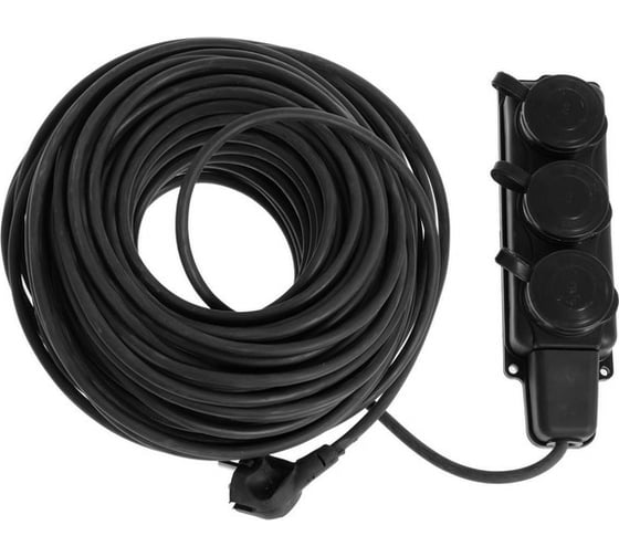 Удлинитель LUAZON морозостойкий Lighting, 3 розетки, 40 м,16 А, КГ 3x1.5 мм2, с з/к, IP44, 6884815