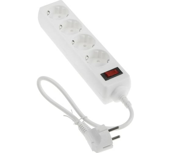 Сетевой фильтр LUAZON Lighting, 4 розетки, 0.5 м, 2200 Вт, 3x0.75 мм2, 10 A, 220 В, белый 5353560 1