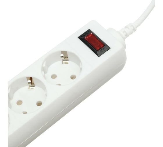 Сетевой фильтр LUAZON Lighting, 4 розетки, 1.8 м, 2200 Вт, 3x0.75 мм2, 10 А, 220 В, белый 4457512