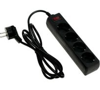 Сетевой фильтр LUAZON Lighting, 4 розетки, 1.8 м, 2200 Вт, 3x0.75 мм2, 10 А, 220 В, черный 4457513